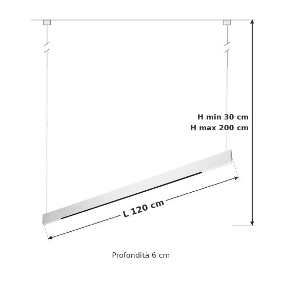 Ideal lux steel lampadario lineare biemissione fascio stretto led 36w 3000k 120cm per cucina bianco