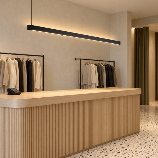 Ideal lux steel lampadario lineare biemissione fascio largo led 36w 3000k 120cm per cucina nero