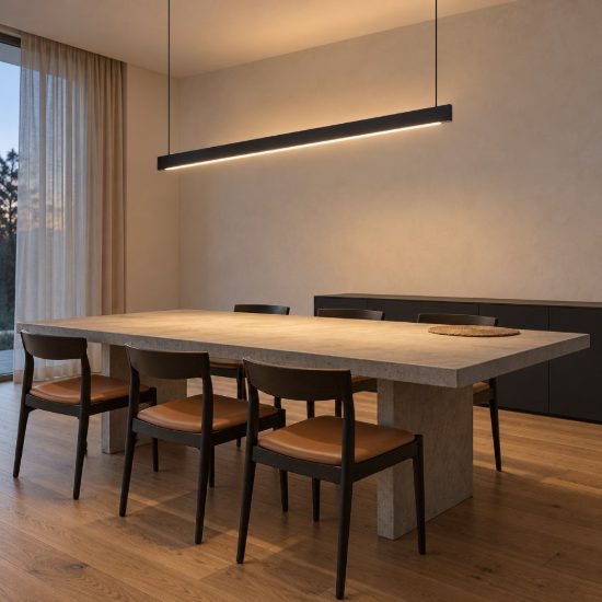Ideal lux steel lampadario lineare biemissione fascio largo led 36w 3000k 120cm per cucina nero