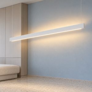 Ideal lux steel lampadario lineare biemissione fascio largo led 36w 3000k 120cm per cucina bianco