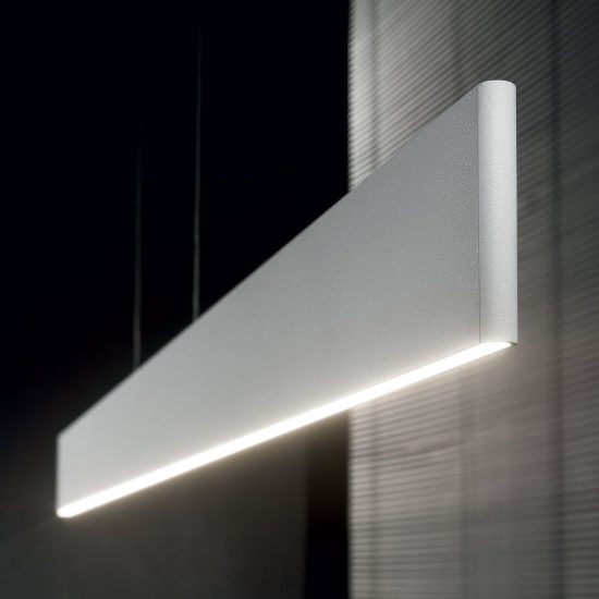 Ideal lux steel lampadario lineare biemissione fascio largo led 36w 3000k 120cm per cucina bianco