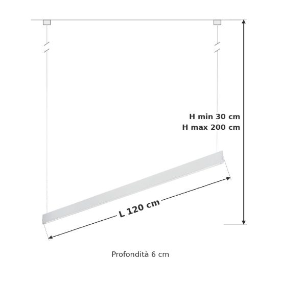Ideal lux steel lampadario lineare biemissione fascio largo led 36w 3000k 120cm per cucina bianco