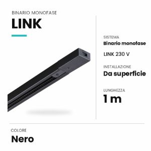 Ideal lux link binario monofase da superficie 1m nero