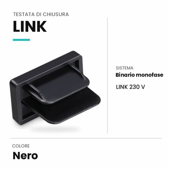 Ideal lux link testata di chiusura per binario monofase nera