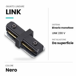 Ideal lux link giunto lineare per binario monofase da superficie nero