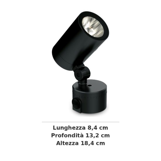Ideal lux o-zone faretto da esterno prato orientabile led 19w 3000k 8,4cm cilindrico moderno nero