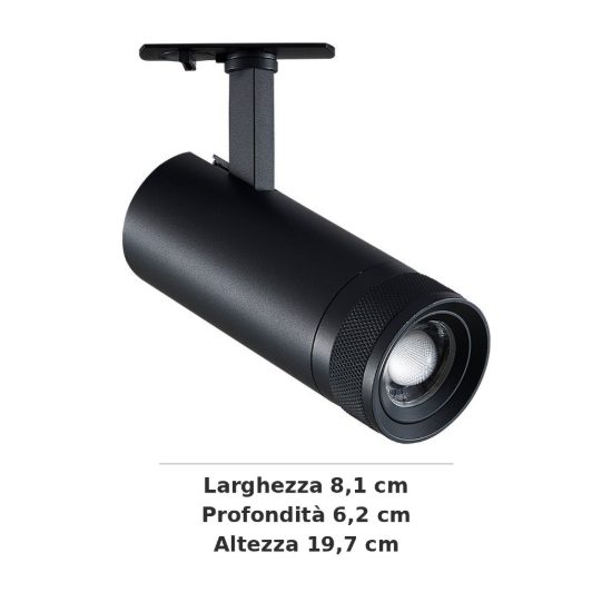 Ideal lux eos faretto per binario monofase orientabile led 15w 3000k con zoom cilindrico nero