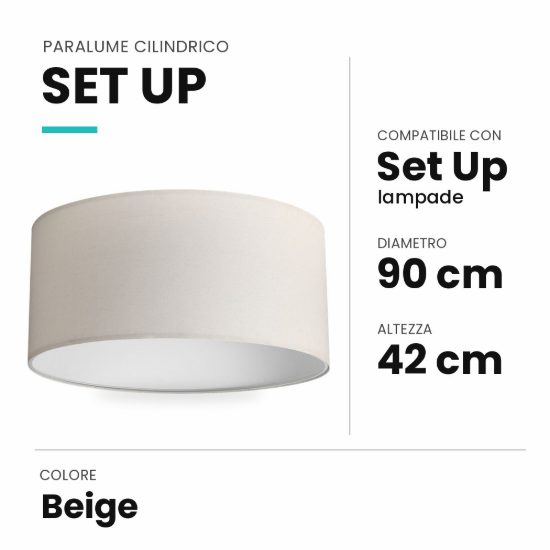 Ideal lux set up paralume cilindrico in tessuto 90x42cm beige