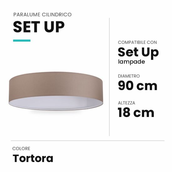 Ideal lux set up paralume cilindrico in tessuto 90x18cm tortora