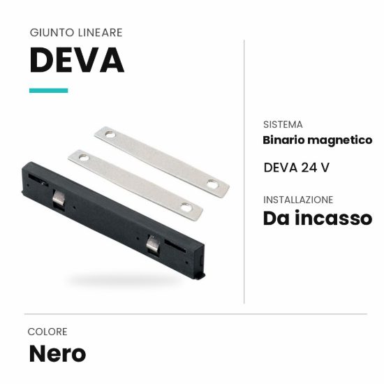 Ideal lux deva giunto lineare per binario magnetico da incasso nero