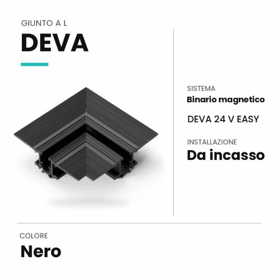 Ideal lux deva giunto a l per binario magnetico da incasso easy nero