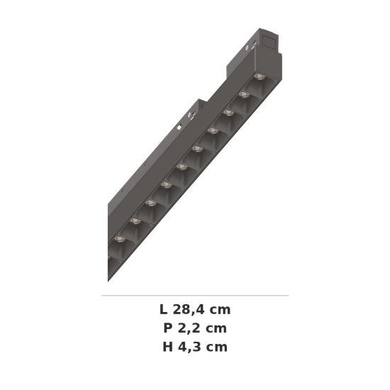 Ideal lux ego accent faretto lineare per binario led 13w 2700k 28,4cm on-off nero