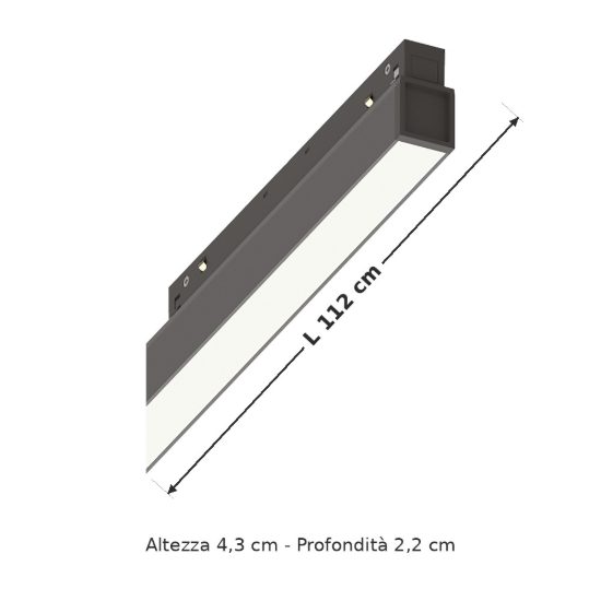 Ideal lux ego wide faretto lineare per binario led 26w 2700k 112cm on-off nero