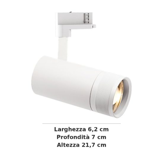 Ideal lux eos faretto per binario trifase orientabile led 15w 2700k con zoom cilindrico bianco