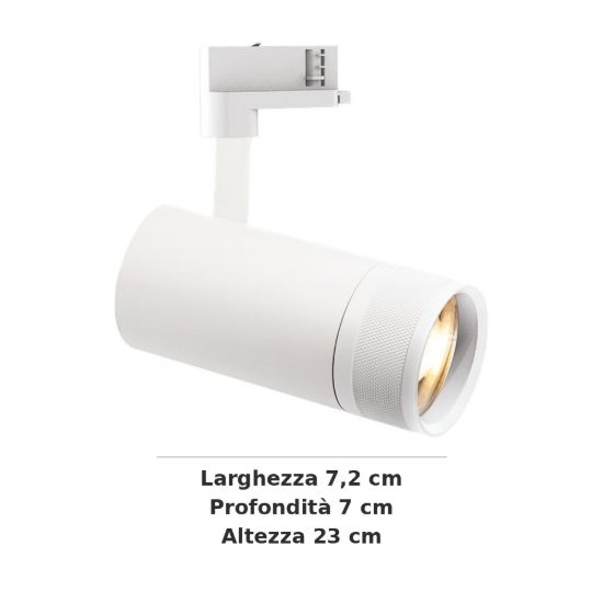 Ideal lux eos faretto per binario trifase orientabile led 25w 2700k con zoom cilindrico bianco