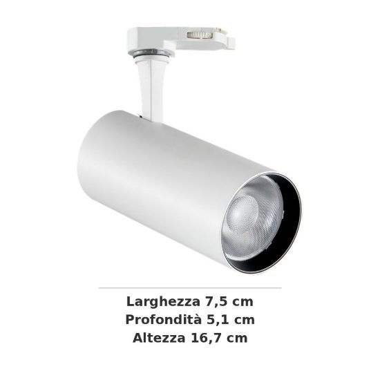 Ideal lux fox faretto per binario trifase orientabile led 8w 2700k cilindrico bianco