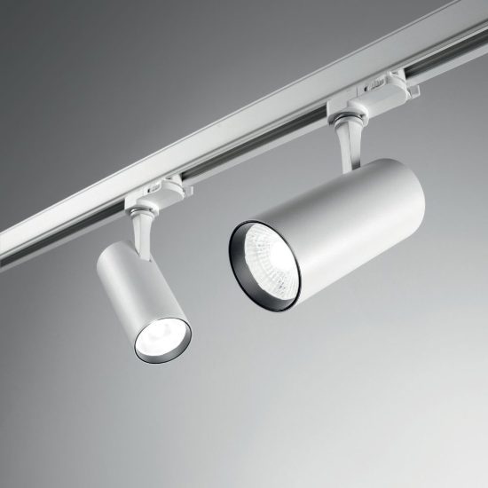 Ideal lux fox faretto per binario trifase orientabile led 15w 2700k cilindrico nero