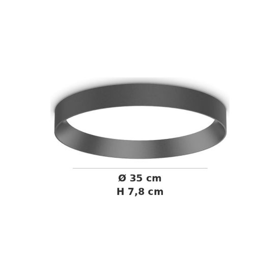 Ideal lux fly plafoniera led 18w 2700k 35cm per cabina armadio moderna nera