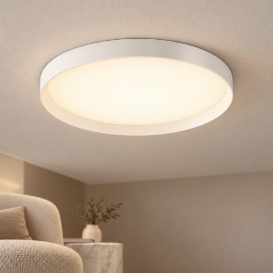 Ideal lux fly plafoniera led 26w 2700k 45cm per camera da letto moderna bianca