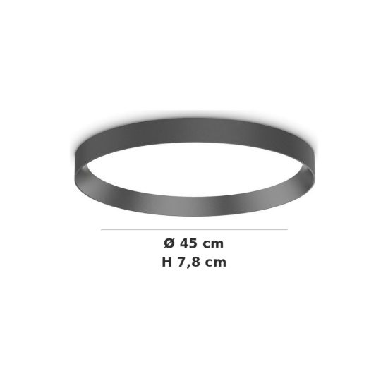 Ideal lux fly plafoniera led 26w 2700k 45cm per camera da letto moderna nera