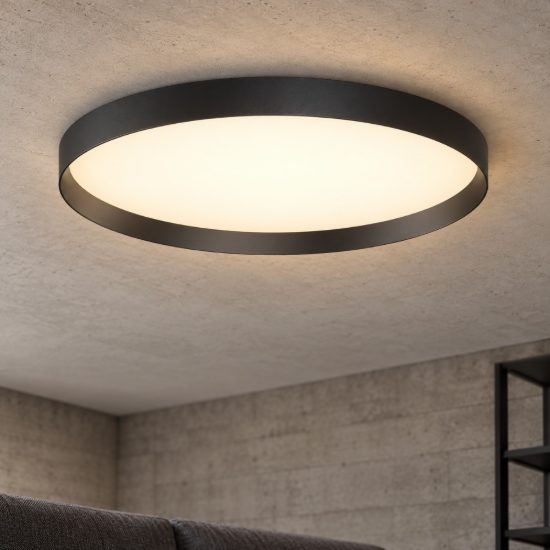 Ideal lux fly plafoniera led 68w 2700k 90cm per soggiorno moderna nera