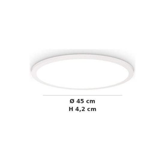Ideal lux fly slim plafoniera led 26w 2700k 45cm per camera da letto moderna bianca