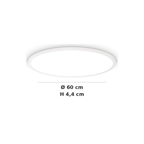 Ideal lux fly slim plafoniera led 53w 2700k 60cm per soggiorno moderna bianca
