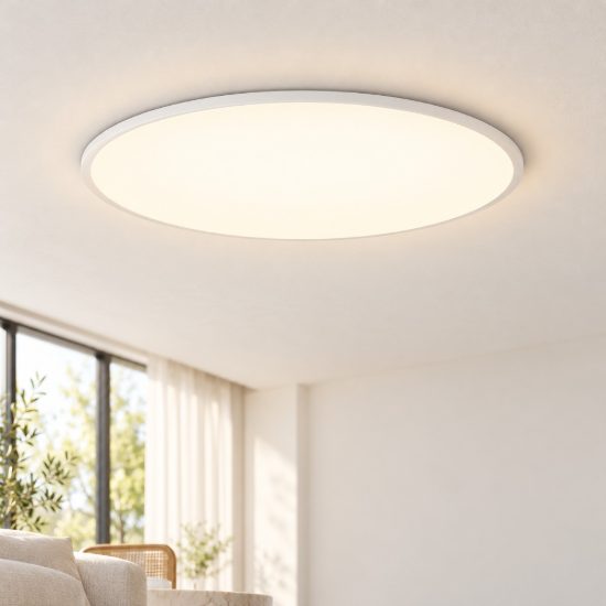 Ideal lux fly slim plafoniera led 68w 2700k 90cm per soggiorno moderna bianca
