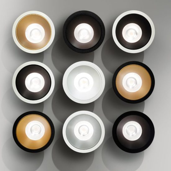 Ideal lux game faretto da incasso per cartongesso led 11w 4000k foro 7,5cm rotondo bianco e oro
