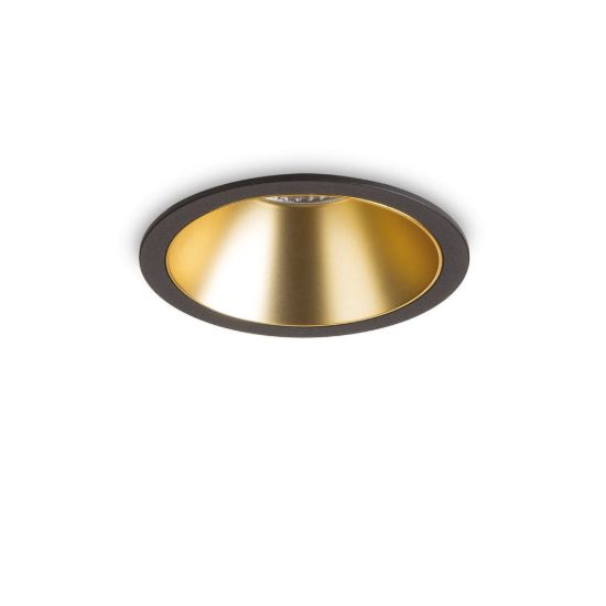 Ideal lux game faretto da incasso per cartongesso led 20w 3000k foro 11cm rotondo nero e oro