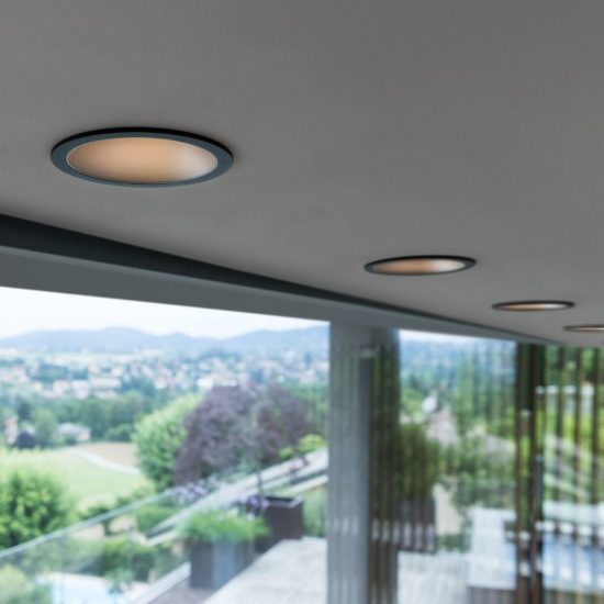 Ideal lux game faretto da incasso per cartongesso led 20w 3000k foro 11cm rotondo nero e oro