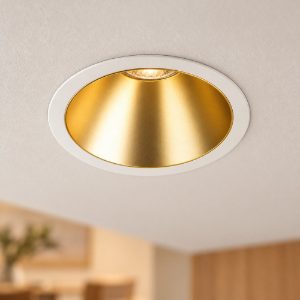Ideal lux game faretto da incasso per cartongesso led 20w 3000k foro 11cm rotondo bianco e oro