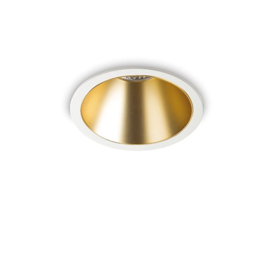 Ideal lux game faretto da incasso per cartongesso led 20w 3000k foro 11cm rotondo bianco e oro