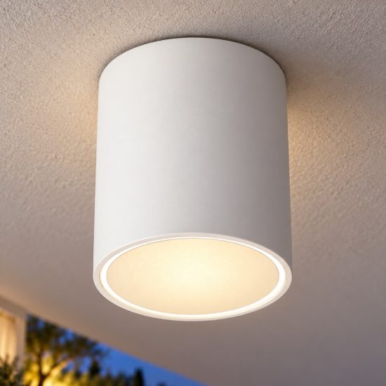 Ideal lux techo faretto da esterno soffitto gu10 15 cm moderno bianco ip54