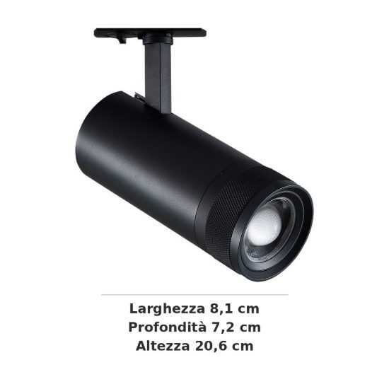 Ideal lux eos faretto per binario monofase orientabile led 25w 3000k con zoom cilindrico nero