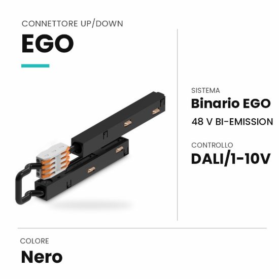 Ideal lux ego connettore up/down per binario bi-emission dali/1-10v nero