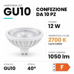 Ideal lux lampadina led gu10 riflettore 12w 2700k bianca confezione 10 pezzi