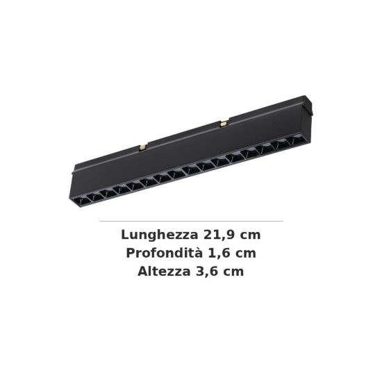 Ideal lux stick modulo lineare a fascio stretto per binario magnetico 48v led 16w 3000k nero