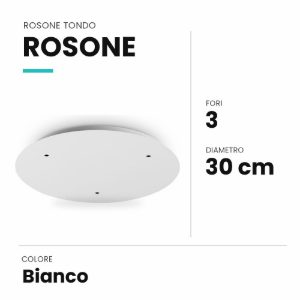 Ideal lux rosone tondo a 3 fori 30cm bianco