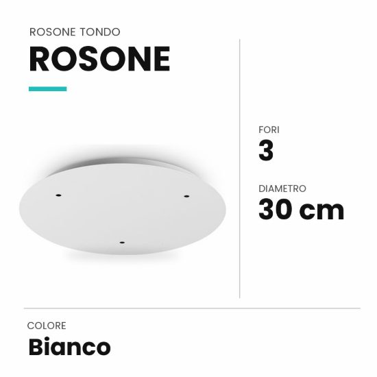 Ideal lux rosone tondo a 3 fori 30cm bianco