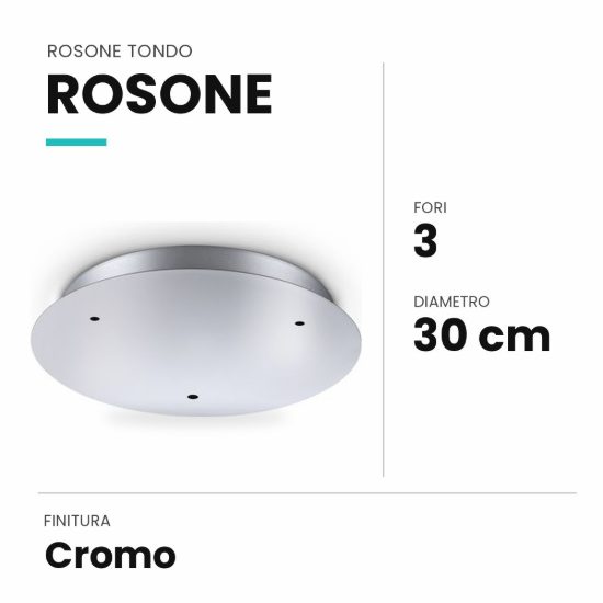 Ideal lux rosone tondo a 3 fori 30cm cromo