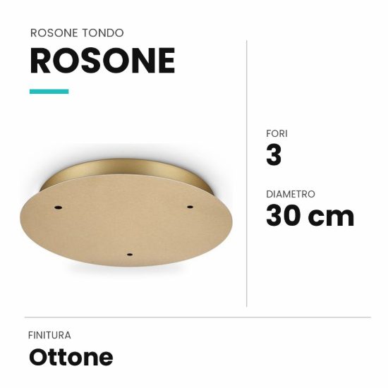 Ideal lux rosone tondo a 3 fori 30cm ottone