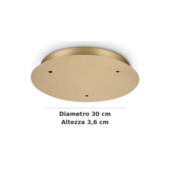Ideal lux rosone tondo a 3 fori 30cm ottone