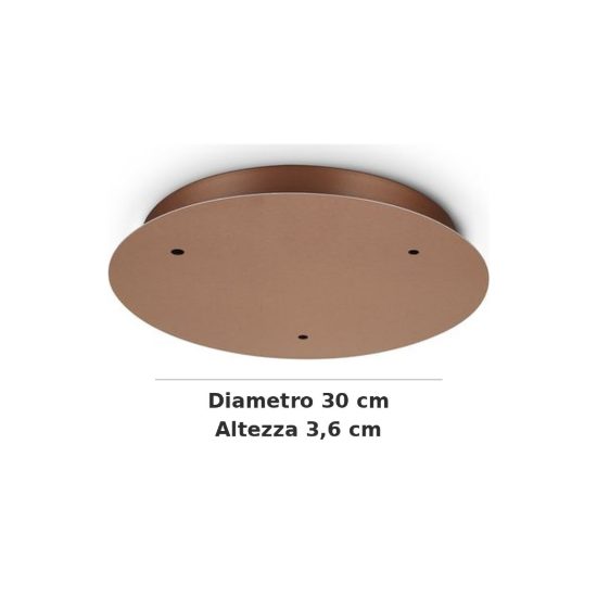 Ideal lux rosone tondo a 3 fori 30cm rame