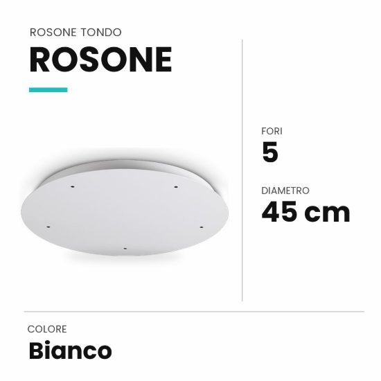 Ideal lux rosone tondo a 5 fori 45cm bianco