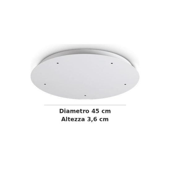 Ideal lux rosone tondo a 5 fori 45cm bianco