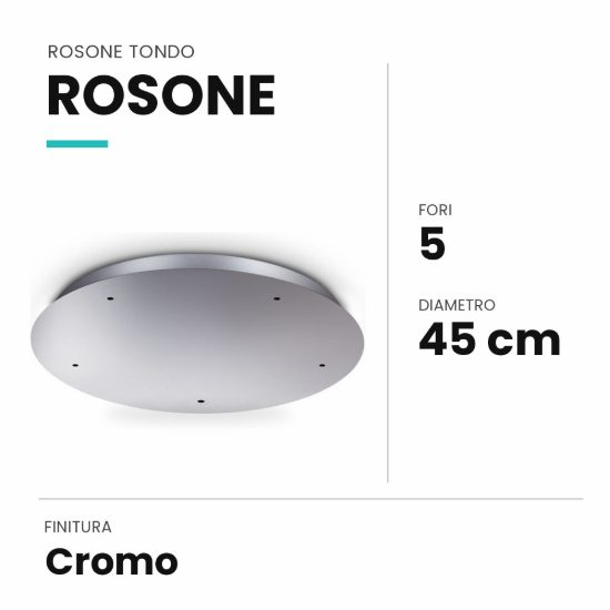 Ideal lux rosone tondo a 5 fori 45cm cromo