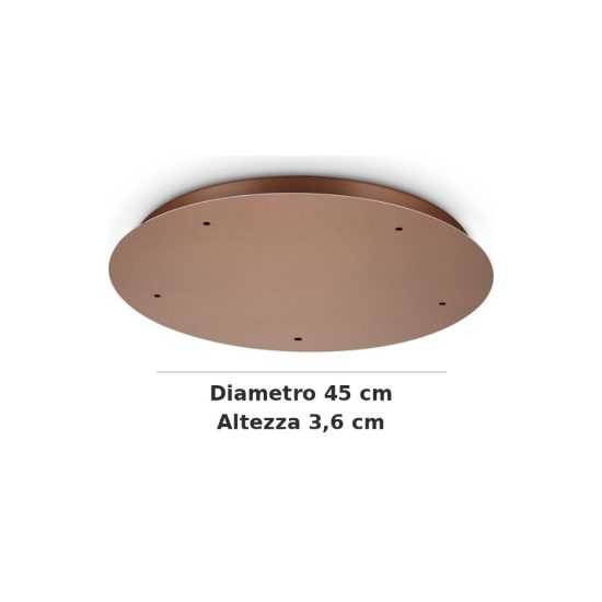 Ideal lux rosone tondo a 5 fori 45cm rame