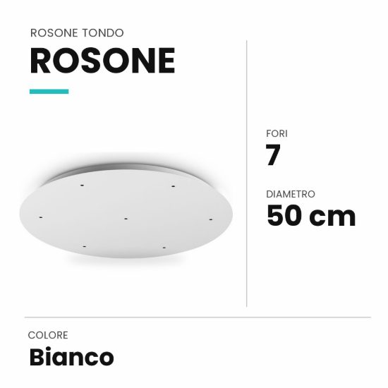 Ideal lux rosone tondo a 7 fori 50cm bianco