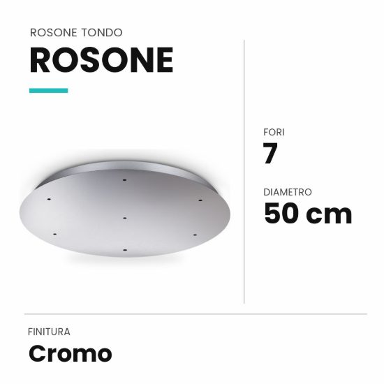 Ideal lux rosone tondo a 7 fori 50cm cromo